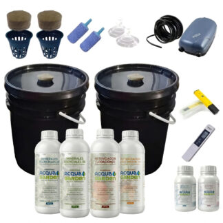 Kit de hidroponia 20L Duo + Nutrientes Acqua Garden 1litro + Reguladores PH + Medidores