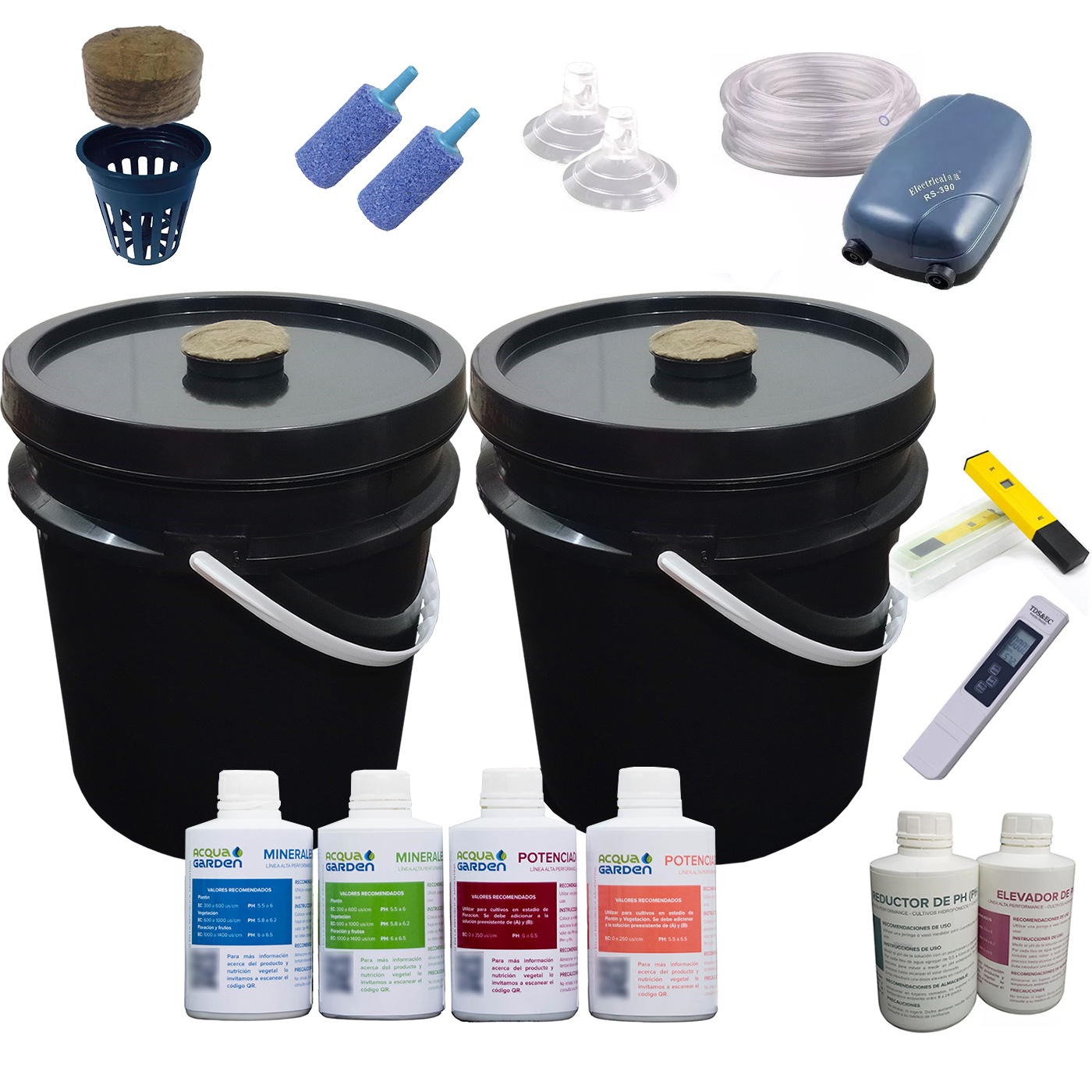 Kit Hidroponia Dwc Completo Balde 10L x 2